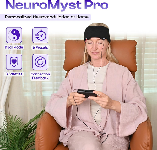 NeuroMyst Pro tDCS Device Kit - Dual DC + AC Modes, Broad Dose (4 mA)