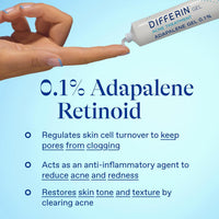 Differin Acne Treatment Gel, 30 Day Supply, Retinoid Treatment for Face with 0.1% Adapalene, Gentle Skin Care for Acne Prone Sensitive Skin, 15g Tube